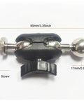 Side view of 2 pack heavy duty clamp mount arm with dual head 17mm ball joint and one quarter inch screw connector for GoPro and accessories