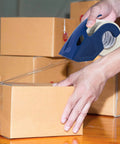 Heavy Duty Clear Packaging Tape With Dispenser For Shipping Moving And Storing 1.88 Inch By 22.2 Yards 6 Pack in use sealing box