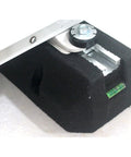 Heavy Duty Condenser Pad For Mini Split Air Conditioners And Heat Pumps Universal Outdoor Mount Ground Stand Anti Vibration Isolator Reduces Noise And Vibration Compatible With 9000 To 60000 BTU shown in angled view with level indicator