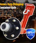 Heavy Duty Container Wheel Kit With Six Lug Wheels And Carbon Steel U Shackle Bundles For Moving 20 To 40 Foot Shipping Containers Includes Two Wheel Units, Two U Shackles, And One 32 Inch Ratchet Strap For Secure Relocation