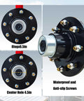 Heavy Duty Container Wheel Kit For 20ft And 40ft Empty Shipping Containers With 8 Lug Wheels, Strong Axles And Ratchet Tie Downs, Each Carrier Supports Up To 8800 Lb, Enables Easy Safe Moving Of Empty Containers Red, featuring close-up of waterproof and anti-slip screws.