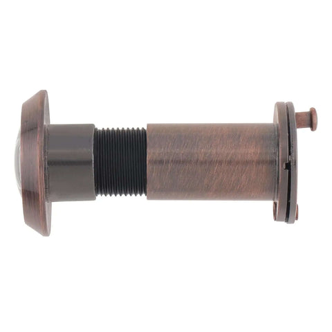 Heavy Duty 200 Degree Door Peephole Viewer with Rotating Privacy Cover in antique copper finish side view