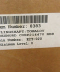 Label on box with item number 8383 for Heavy Duty Coupling Shaft 8383 For Rexnord 201 DBZ Drive System Replacement Shaft Tomaloy PN 8383