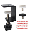 Side view of 2 Pack Heavy Duty C Clamps with wide jaws and black and white silicone caps for metal woodworking and desk extension.