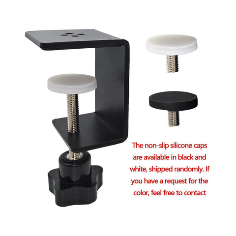 Side view of 2 Pack Heavy Duty C Clamps with wide jaws and black and white silicone caps for metal woodworking and desk extension.