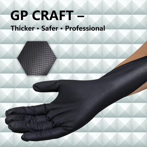 Heavy Duty Diamond Grip Nitrile Gloves 8 Mil Puncture and Chemical Resistant 100 with textured grip shown in use