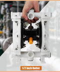 GCCSJ Air Operated Heavy Duty Double Diaphragm Transfer Pump 1/2" Inlet and Outlet, 13GPM, 100 PSI Max in use, front view