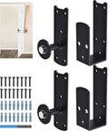 Heavy Duty 2x4 Door Barricade Brackets With Rotating Lock, 4mm Steel U Brackets For Door Reinforcement, hardware included