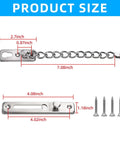 Dimensions of Beefy Heavy Duty Door Chain Lock with 304 stainless steel and spring loaded push button latch