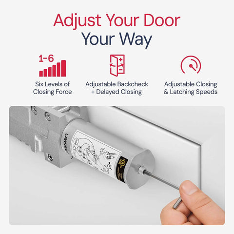 Extra Heavy Duty Door Closer For Commercial Doors With Adjustable 6 Speed Delayed Action 3 Pistons Flexible Installation Embassy Series LH8016