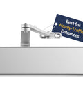 Extra Heavy Duty Door Closer For Commercial Doors With Adjustable 6 Speed Delayed Action 3 Pistons Flexible Installation visible.