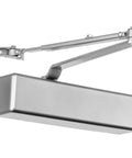 Door Closer, Grade 1 Heavy Duty Commercial Hydraulic Closer, Self-Closing, Adjustable Spring Size 1-6, ADA Compliant, Surface Mount, Sprayed Aluminum, Series 8500 in silver finish