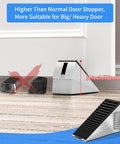 Heavy Duty Door Stopper 3 Inch Tall Adjustable Spring Loaded Door Stop Wedge With Non Slip Rubber Grip Top And Bottom Durable Metal Construction 2 Pack Perfect For Home School Carpet Tile Wood Floors Keeps Doors From Slamming