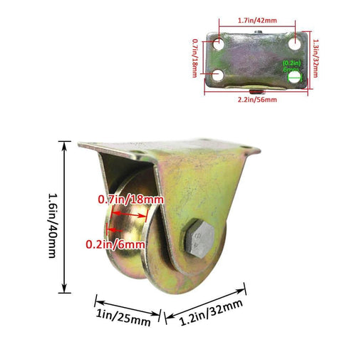 Pulley,Pulley Wheel, 2pc Heavy Duty Rigid Wheels,Sheave Round Tube Directional Track Wheel,Double Bearing,for Industrial Machines,Sliding Door,Rolling Gates,Wire Rope Rails(32mm/1.25in) close-up view with dimension markings