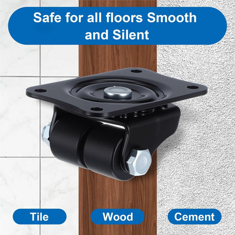 4 Pack 1 Inch Caster Wheels Heavy Duty Low Profile Plate Swivel Casters With Double Nylon Wheels 1100 Lb Load Capacity