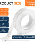 Heavy Duty Double Sided Tape 16.5 Feet Clear Mounting Tape For Walls And Surfaces Crazy Sticky Yet Gentle On Walls Removable Adhesive Washable Reusable Nano Gel Wall Tape For Posters Cars Home Holds Up To 17.5 Lbs, roll view showing dimensions and material details.