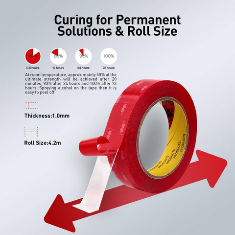 Heavy Duty Double Sided Foam Mounting Tape 1/2 Inch By 13.8 Feet Clear Waterproof Adhesive for Home Office Car Decor and Trim Projects