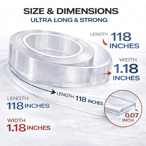 Heavy Duty Double Sided Tape For Indoor And Outdoor Use, Ultra Strong Mounting Tape dimensions; 1.18 inch by 118 inch