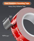 Heavy Duty Double Sided Tape Go To Outdoor Mounting Tape For Quick Fixes, Heat Resistant And Waterproof, 1.2 Inch Wide, 15 Foot Roll