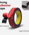 Heavy Duty Double Sided Tape 1 Inch By 16 And A Half Feet, ultra strong waterproof mounting tape roll with clean removal feature