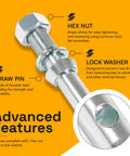 Beefed Up Heavy Duty Six Pack Cat 1 Draw Pin Hitch Accessories For Tractors Five And A Half Inch Universal Forged Lift Arm Pins Three Point Hitch Compatible Durable Pin Set For Lower Links And Attachments with hex nut and lock washer
