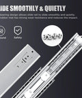 Heavy Duty Drawer Slides 180 Lb Capacity Full Extension Ball Bearing Rails for Cabinets and Tool Boxes, shown in close-up