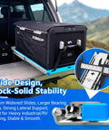 Truck storage with locking heavy duty drawer slides for side mount full extension ball bearing, showing 53mm width measurement.