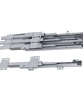 Bottom Mount Heavy Duty Drawer Slide with Pull Out Function for Kitchen Cabinets and Closets, metal rails and screw holes visible