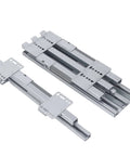 Bottom Mount Heavy Duty Drawer Slide With Pull Out Function for kitchen cabinets and closets, metal slides on white background