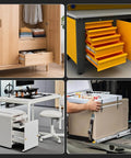 1 Pair Heavy Duty Drawer Slides [165 LB Capacity] with Lock Side Mount 16 Inch, installed in various home and office drawers