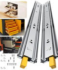 1 Pair Heavy Duty Drawer Slides [165 LB Capacity] with Lock Side Mount 16 Inch, shown with installation hardware