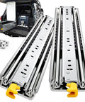 Heavy Duty Drawer Slides with Lock 12 14 16 18 20 22 24 26 28 30 32 34 36 38 40 44 48 52 56 60 Inch Full Extension Side Mount Ball Bearing Locking Rails Track Glides Runners Load 300 Lbs 1 Pair shown detached