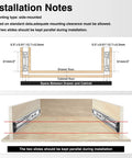 Installation diagram for Heavy Duty Drawer Slides 12 To 40 Inch Full Extension Ball Bearing Rails Side Mount 150 Lb Load Capacity 1 Pair