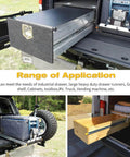 Heavy Duty Drawer Slides with Lock 12 14 16 18 20 22 24 26 28 30 32 34 36 38 40 44 48 52 56 60 Inch Full Extension Side Mount Ball Bearing Locking Rails Track Glides Runners Load 300 Lbs 1 Pair shown on industrial and RV cabinets