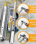 Heavy Duty Drawer Slides With Lock Full Extension Ball Bearing Rails 500 Lb Load Capacity in front of RV, material features highlighted