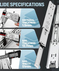Heavy Duty Drawer Slides 12 To 40 Inch Full Extension Ball Bearing Rails Side Mount 150 Lb Load Capacity 1 Pair Smooth Operation