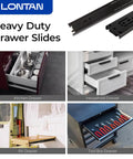 Full Extension Ball Bearing Drawer Slides 8 10 12 14 16 18 20 22 24 Inch Heavy Duty Side Mount File Cabinet Rails Dresser Runner Kitchen Cabinet Drawer Glides,12 Inch,1 Pair,Black shown in various drawer applications.
