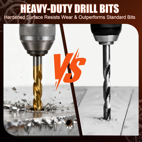 Heavy Duty 320 Piece Helicoil Thread Repair Kit drill bit comparison for automotive engines and machinery, showing two types of bits.