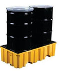 Beefed Up Heavy Duty Drum Spill Containment Pallet With Drain And Forklift Pockets, 66 Gallon Sump, 4,000 Lb Load Capacity, Yellow