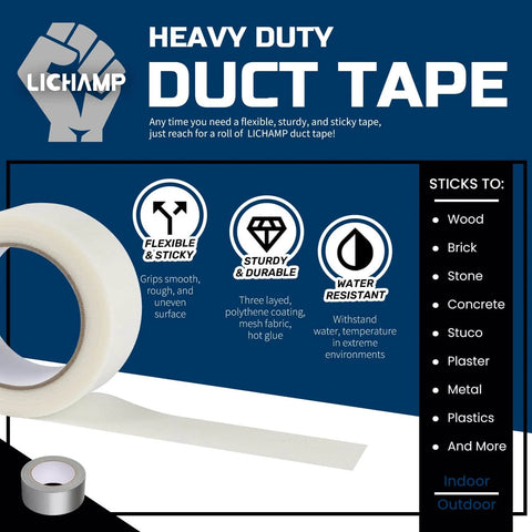 Clear Duct Tape Heavy Duty 9 Mil Waterproof No Residue 2 Inches By 25 Yards Packaging Sealing Repairing Tying DIY Thick Wide