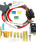 Heavy Duty Electric Fan Wiring Kit With Thermostat Relay And Temperature Sensor Switch For Radiator Cooling, 40 Amp Waterproof Relay Kit, Color Coded Wires And Step By Step Diagram, Fits 10 To 16 Inch Fans, 185 On 175 Off shown with components