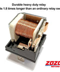Close-up of a durable heavy-duty relay component for Dual Electric Fan Relay Kit For Radiator Cooling With Thermostat, Temperature Sensor.