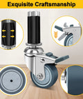 3 Inch Expanding Stem Caster Wheels Set Of 4 For Prep Tables Heavy Duty Casters with Locking Brake detail view