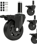 5 Inch Heavy Duty Expanding Stem Casters For Stainless Steel Prep Tables And Carts Fits Tube Legs 7/8 To 1-5/8 Inch with accessories