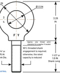 Blueprint of Heavy Duty Lifting Eyebolts Set Of Four Workhorse 3/4-10 Thread 1-1/2 Inch Long Industrial Grade Forged Carbon Steel
