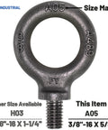 Heavy Duty Lifting Eyebolts Set Of 2 3/8-16 Thread Eye Bolts With 5/8 Inch Reach Forged Quenched And Tempered Carbon Steel 1035