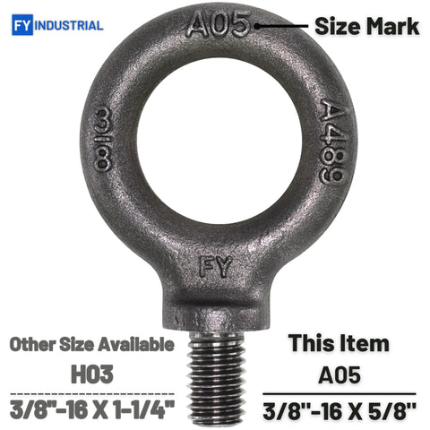 Heavy Duty Lifting Eyebolts Set Of 2 3/8-16 Thread Eye Bolts With 5/8 Inch Reach Forged Quenched And Tempered Carbon Steel 1035