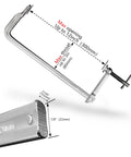 Front view of a 12-inch heavy-duty all-steel F-clamp with screw jaw, showing 3-inch throat depth.