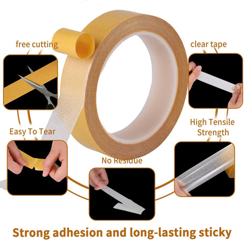 Heavy Duty Double Sided Fabric Tape 1 Inch By 33 Feet Sticky As Heck Carpet And Rug Tape shown with various features and uses
