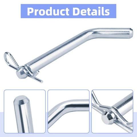 Replacement Pins And Clips For Fifth Wheel Hitches And Goosenecks With Fifth Wheel Rails Half Inch Size Universal Fit shown in detail